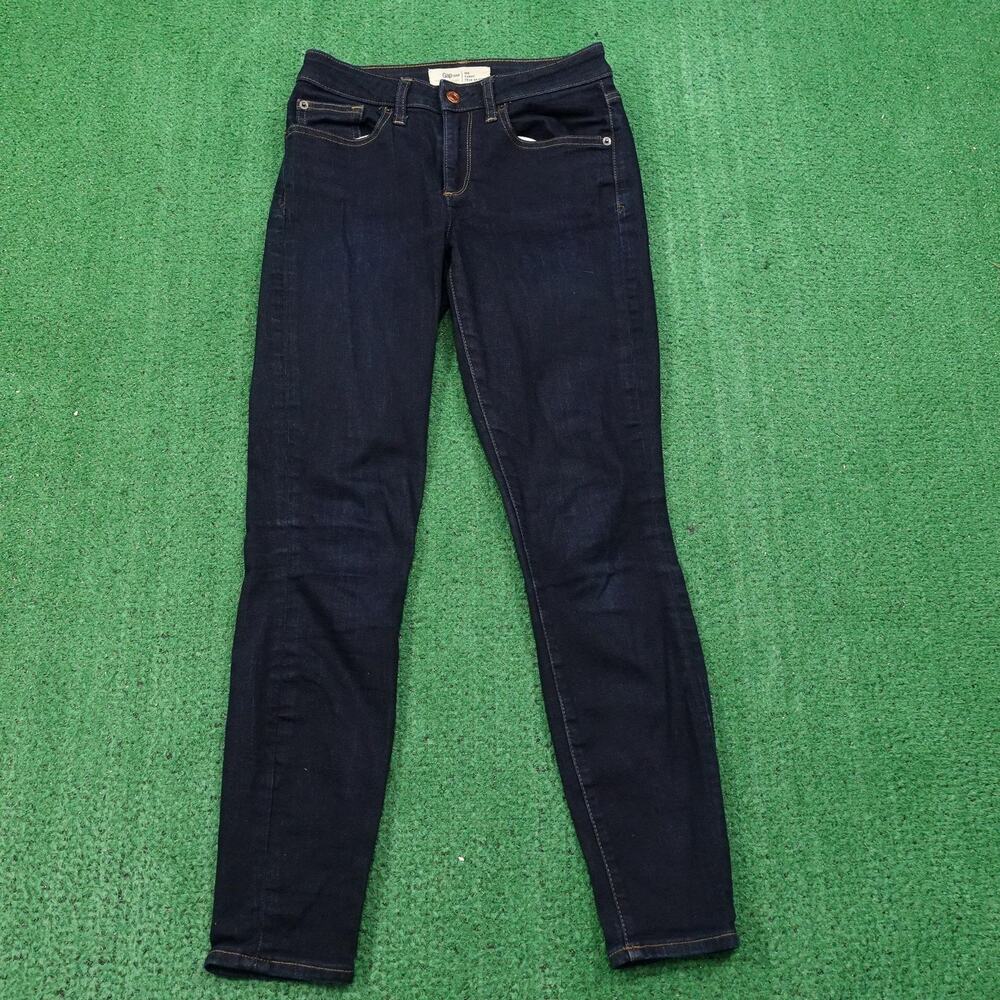 Gap 1969 Jeans Womens 26R Curvy True Skinny Dark Wash Stretch Denim Blue‎ 27x28